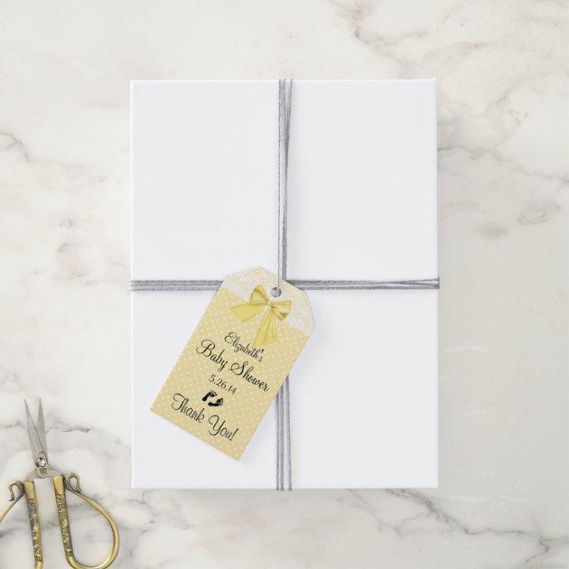 Yellow Baby Shower Guest Favor- Thank You Pack Of Gift Tags-2
