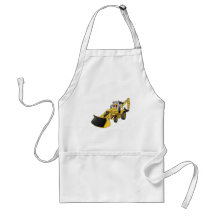 Yellow Backhoe Cartoon Apron