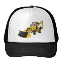 Yellow Backhoe Cartoon Hats