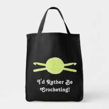 Yellow Ball of Yarn & Crochet Hooks Bag