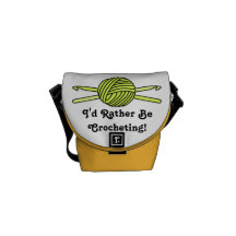 Yellow Ball of Yarn & Crochet Hooks Courier Bags