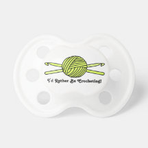Yellow Ball of Yarn & Crochet Hooks Pacifiers