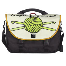 Yellow Ball of Yarn & Crochet Hooks (Yellow Back) Laptop Commuter Bag