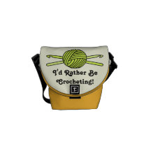Yellow Ball of Yarn & Crochet Hooks (Yellow Back) Courier Bag