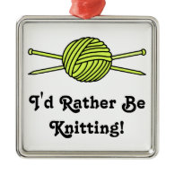 Yellow Ball of Yarn & Knitting Needles Christmas Ornament