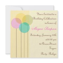 Yellow Balloon Birthday Invitation
