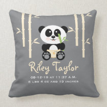 Yellow Bamboo Panda Baby Announcement Pillow pillows