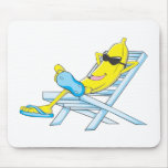 Yellow Banana Relax Sit on Beach Lounge Chair mousepads