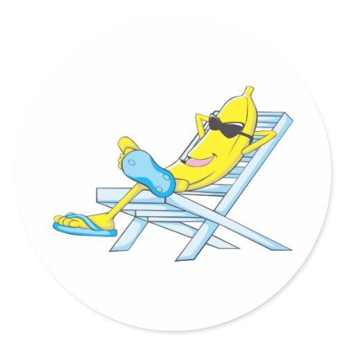 Yellow Banana Relax Sit on Beach Lounge Chair sticker