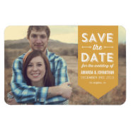 Yellow Banner Photo Save The Date Magnet