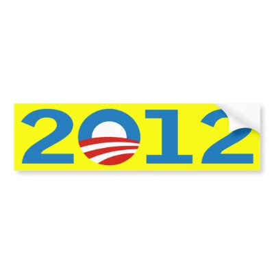 Yellow Barack Obama 2012 bumper sticker by irregulargoods