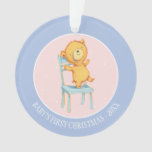 Yellow Bear Dances and Plays on Chair Ornament