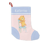 Yellow Bear Dances and Plays on Chair Small Christmas Stocking