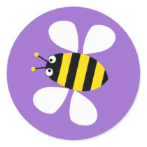 Yellow Bee Round Stickers