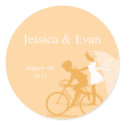 Yellow Bicycle Couple Wedding Sticker sticker
