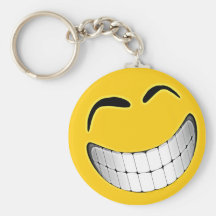 Yellow Big Grin Smiley Face Keychain
