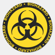 Yellow Biohazard Symbol Sticker