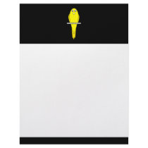 Yellow Bird. Canary. On Black. Customized Letterhead