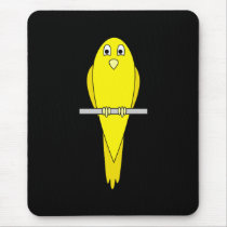 Yellow Bird. Canary. On Black. Mouse Pad
