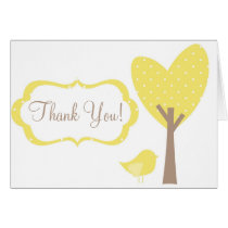 Yellow Bird Retro Polka Dots Thank You Card cards