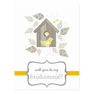 yellow birds at home my bridesmaid postcard