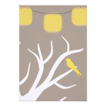 Yellow Birds In A Tree and Paper Lanterns RSVP Custom Announcements