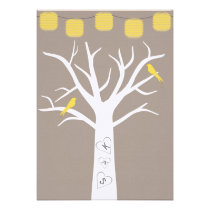 Yellow Birds In A Tree and Paper Lanterns Wedding Invitation