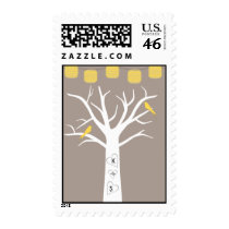 Yellow Birds In A Tree and Paper Lanterns Wedding Postage