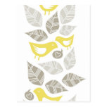 yellow birds singing of love horizontal border postcards