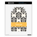 Yellow Black and White Damask Kindle Decal