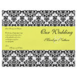 Yellow, Black, and White Damask Wedding Program Flyer