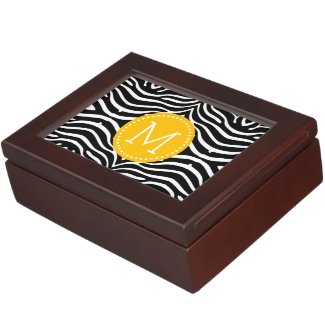 Yellow Black And White Zebra Print Memory Box