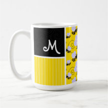 Yellow & Black Bee Pattern Coffee Mugs
