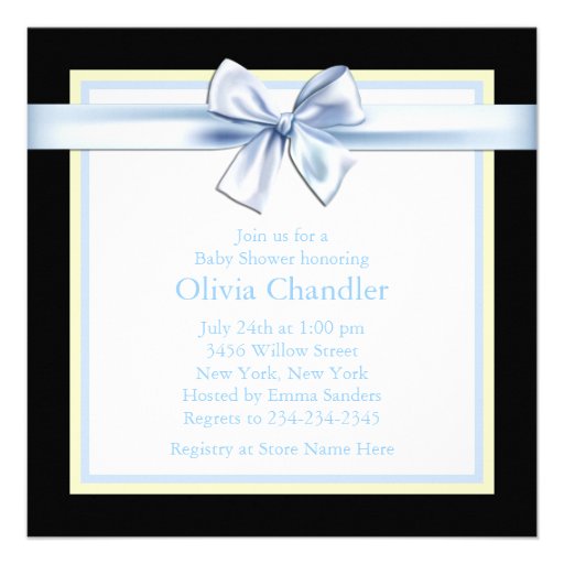 Yellow Black Blue Baby Boy Shower Invitations