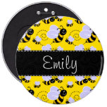 Yellow & Black Bumble Bee Pinback Buttons