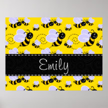 Yellow & Black Bumble Bee Print