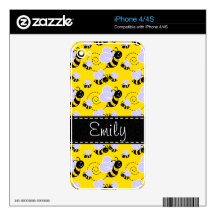 Yellow & Black Bumble Bee Skin For The iPhone 4S