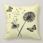 Yellow Black Butterflies Dandelion Wishes Pillow C