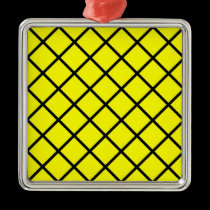 Yellow Black Criss Cross Lines Ornaments ornaments