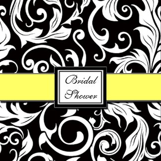 Yellow & Black Damask Bridal Shower Invitations invitation