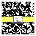 Yellow & Black Damask Bridal Shower Invitations
