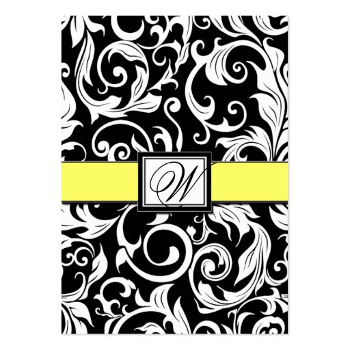 Yellow & Black Damask Wedding Reception Cards Business Cards
