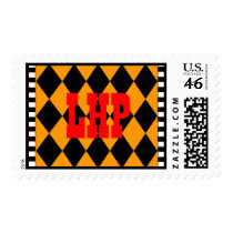 Yellow & Black Diamonds Monogram Postage