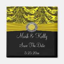 Yellow & Black Draped Baroque Date Magnet