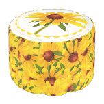 Yellow Black-Eyed Susan Closeup Summer Photo Round Pouf