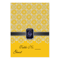 Yellow & Black Lace Wedding Table  PlaceCard Business Cards