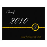 Yellow & Black Monogram Grad Photo Invitation