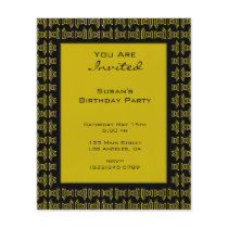 yellow black pattern party custom flyer