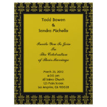 Yellow Black Pattern Wedding Letterhead Design