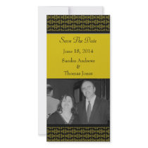 Yellow Black Pattern Wedding Personalized Photo Card